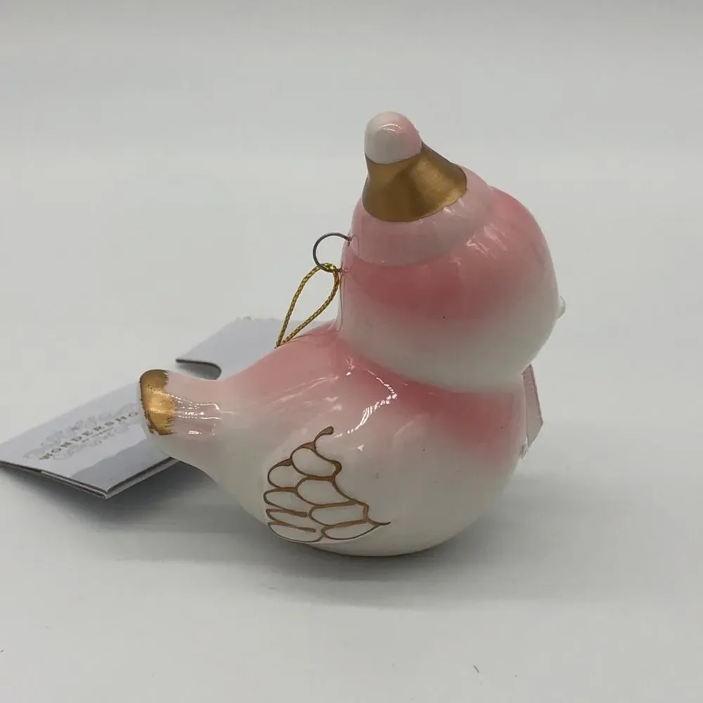 Target Wondershop Pink & Gold Ceramic Bird Christmas Ornament 2022 NEW